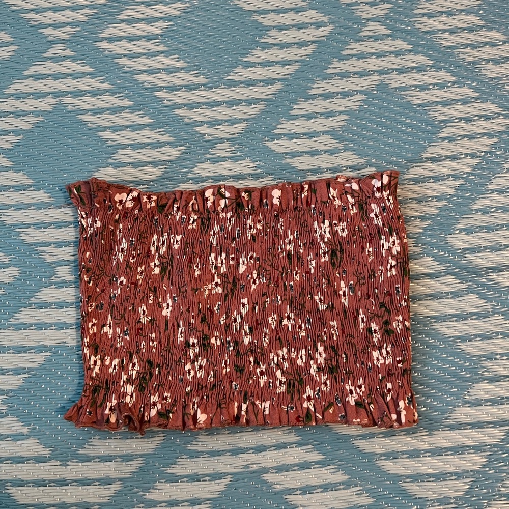 Floral pink print tube top